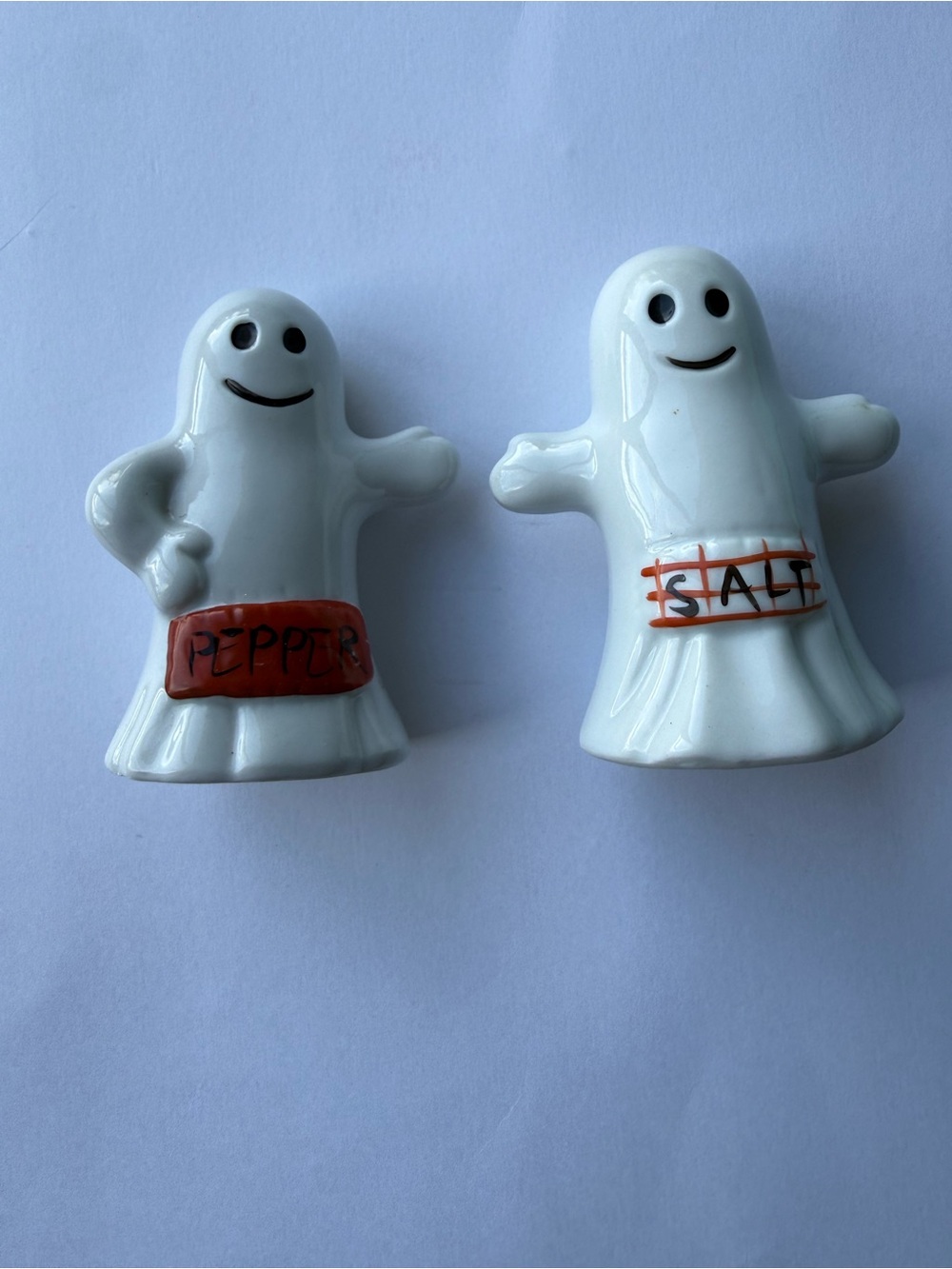 White Ghost Salt & Pepper Shakers - Playful Ceramic Set